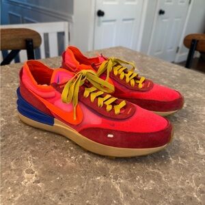 Nike Waffle One sneakers, Hyper pink and crimson.